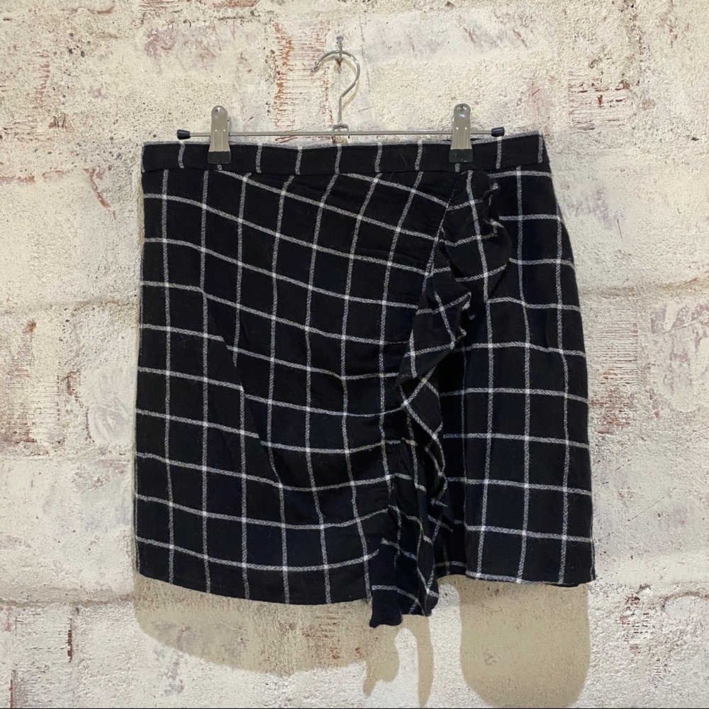 Madewell Windowpane Ruffle Skirt